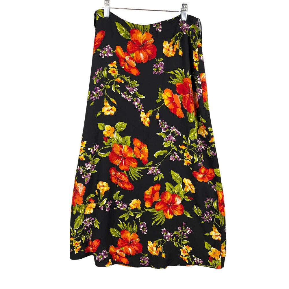 Vintage Jones New York silk tropical floral midi skirt Women's Size 10